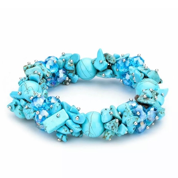 Natural Gem Stone stretch Crystal Bracelet Boho Bangles Bracelet Women’s Jewelry - Picture 1 of 3